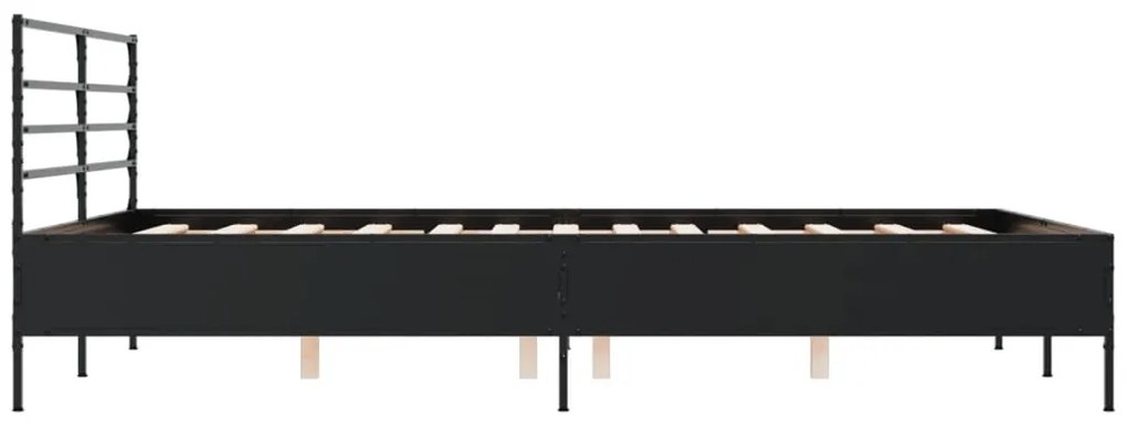 vidaXL Πλαίσιο Κρεβατιού Μαύρο 160x200 εκ. Επεξ. Ξύλο &amp; Μέταλλο