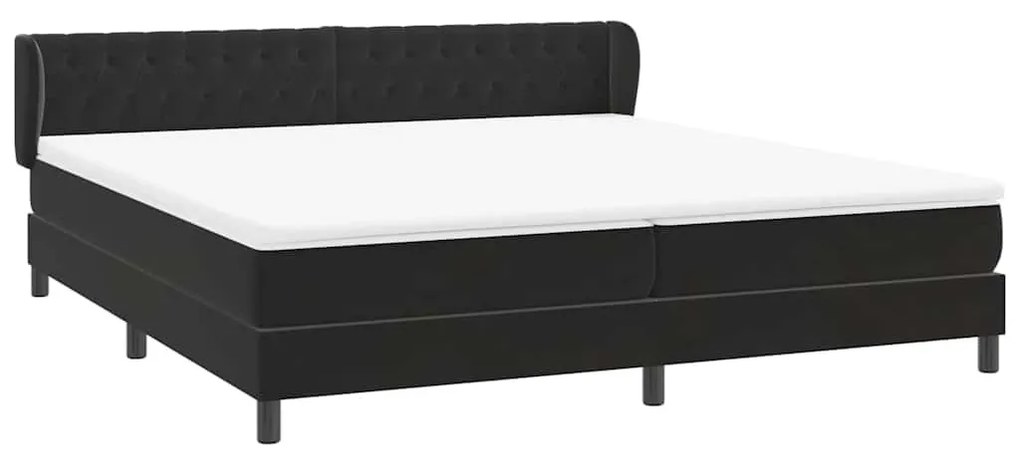 Κρεβάτι Box Spring με στρώματα Μαύρο 180x220 cm Βελούδινο - Μαύρο