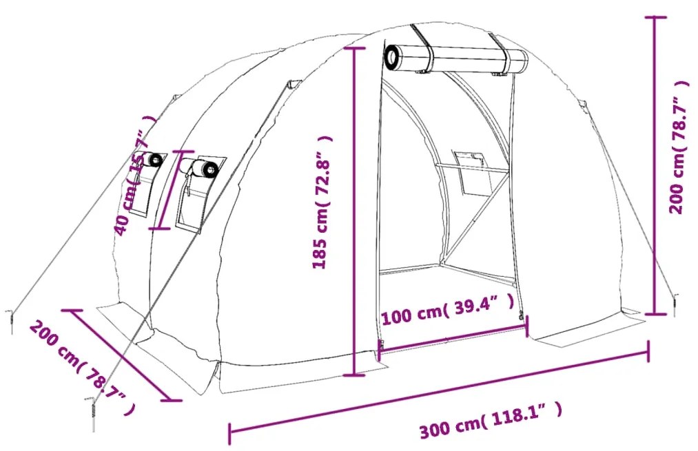 ΘΕΡΜΟΚΗΠΙΟ ΜΕ ΑΤΣΑΛΙΝΟ ΠΛΑΙΣΙΟ ΛΕΥΚΟ 6 Μ² 3 X 2 X 2 Μ. 364079