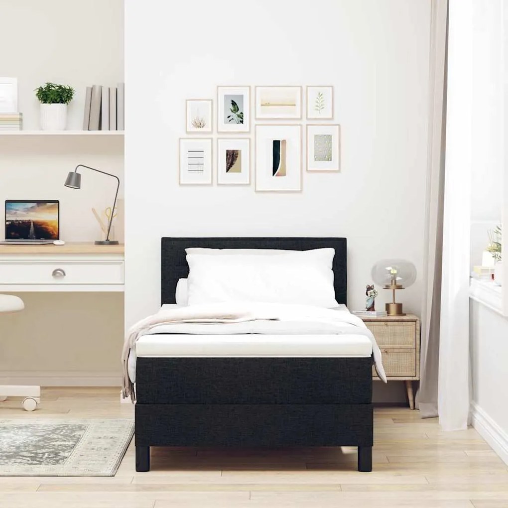 vidaXL Κρεβάτι με ελατήρια με στρώμα Μαύρο 90 x 190 cm ύφασμα