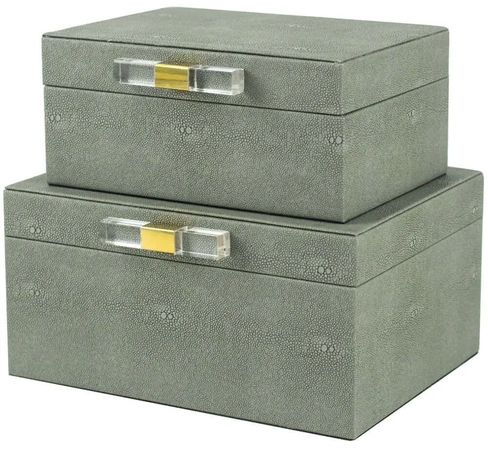 Κουτιά Αποθήκευσης Lisa (Σετ 2Τμχ) 82469 27,5x23x13,5cm Grey Artekko Wood, Technoderma