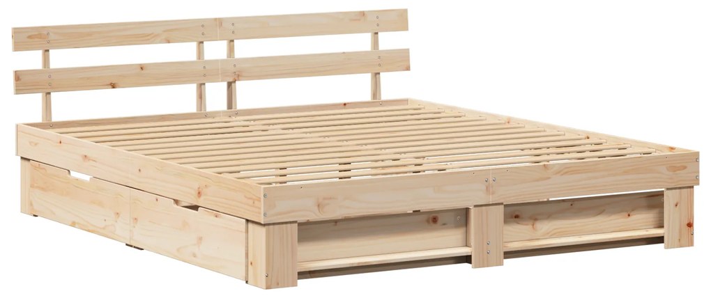 vidaXL Σκελετός Κρεβατιού Καφέ 180 x 200 cm Συμπαγές ξύλο πεύκου