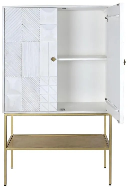 Σκευοθήκη DKD Home Decor Λευκό Χρυσό Μέταλλο Ξύλο από Μάνγκο 91 x 44 x 152 cm