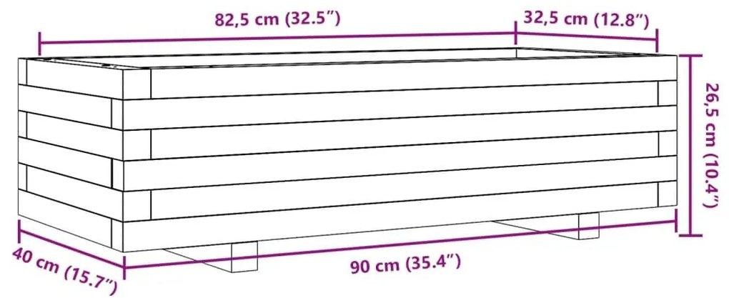 Ζαρντινιέρα Κήπου Λευκή 90x40x26,5 εκ. από Μασίφ Ξύλο Πεύκου - Λευκό