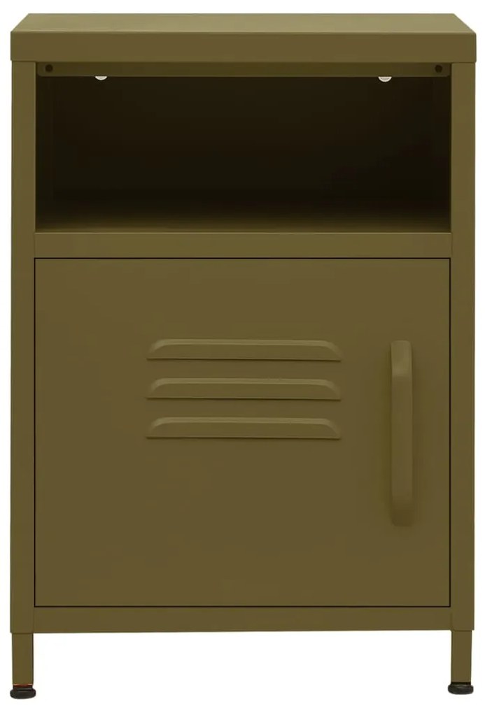 vidaXL Κομοδίνα 2 τεμ. Πράσινο Ελιάς 35 x 35 x 51 εκ. Ατσάλινα