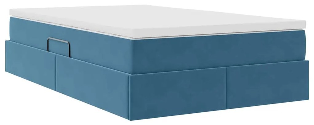 vidaXL Κρεβάτι με αποθηκευτικό χώρο και στρώμα με στρώμα Σκούρο Μπλε