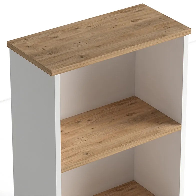 Βιβλιοθήκη μελαμίνης Flora Megapap χρώμα white - oak 52x25x80εκ.