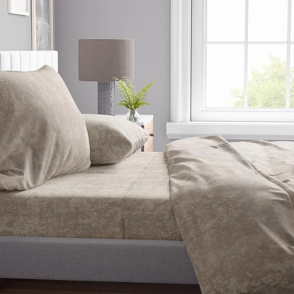 Σεντόνια Shadow 12 (Σετ 4τμχ)Mocha DimCol Υπέρδιπλo 240x270cm Βαμβάκι-Πολυέστερ