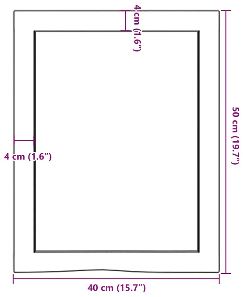 Ράφι Τοίχου 40x50x(2-4) εκ. από Ακατέργαστο Μασίφ Ξύλο Δρυός 363513