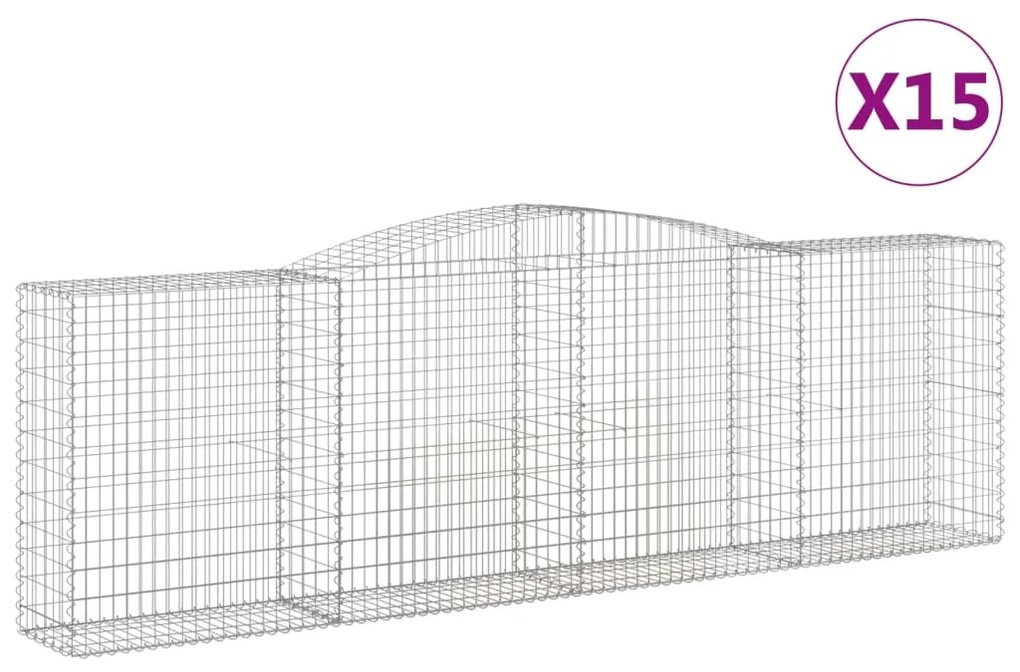 vidaXL Συρματοκιβώτια Τοξωτά 15 τεμ. 400x50x120/140 εκ. Γαλβαν. Ατσάλι