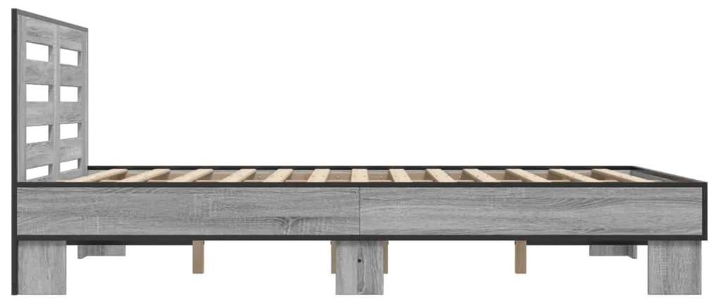 vidaXL Πλαίσιο Κρεβατιού Γκρι Sonoma 120 x 190εκ. Επεξ. Ξύλο &amp; Μέταλλο
