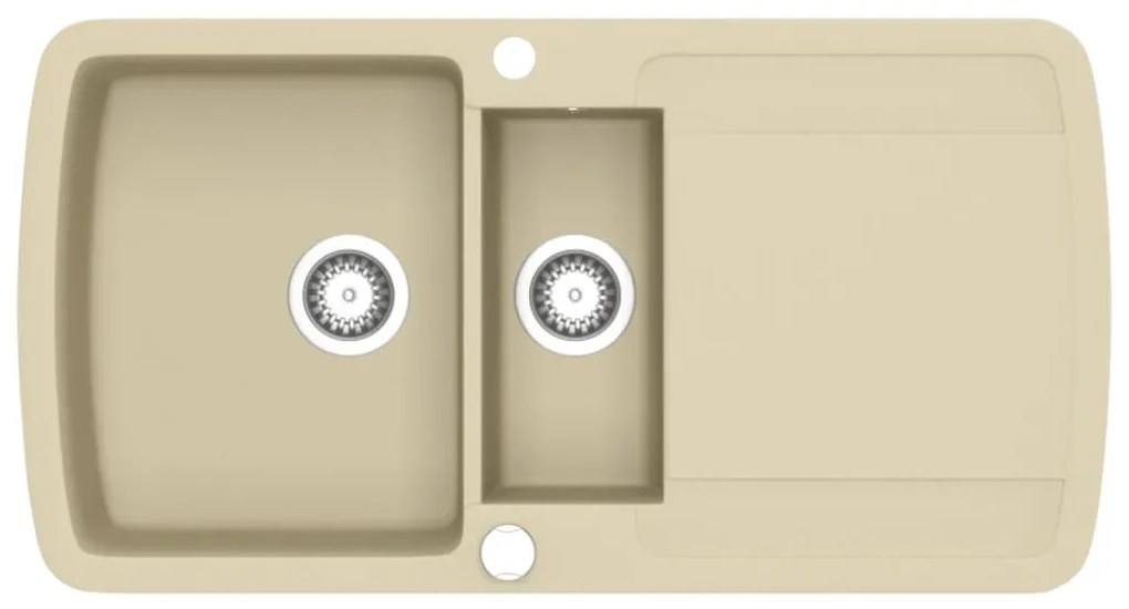 vidaXL Νεροχύτης με Διπλή Γούρνα Μπεζ Γρανιτένιος