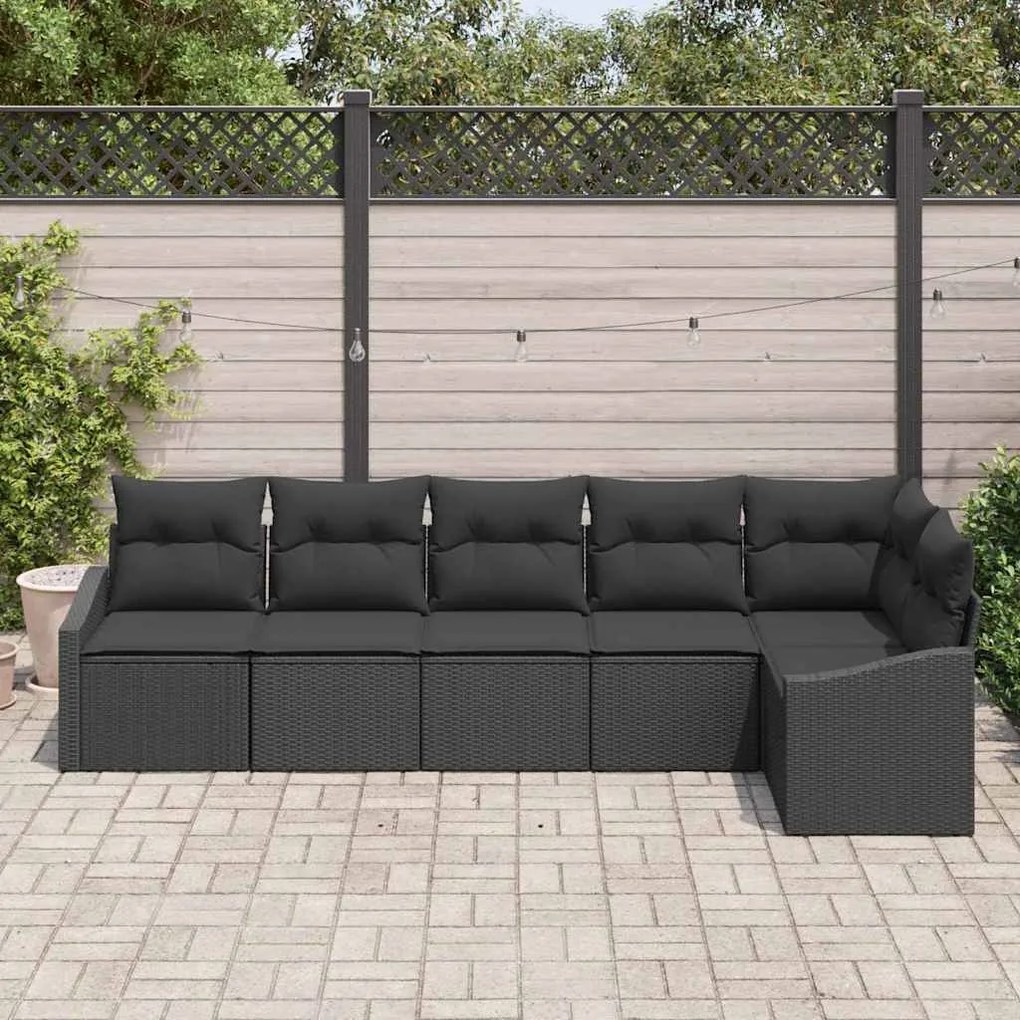 vidaXL Σετ Καναπέ Κήπου 6 pcs Μαύρο Πολυ ράταν