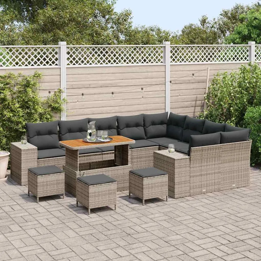 vidaXL Σετ Καναπέ Κήπου με μαξιλάρι 13 pcs Γκρι 110 x 55 x 71 εκ