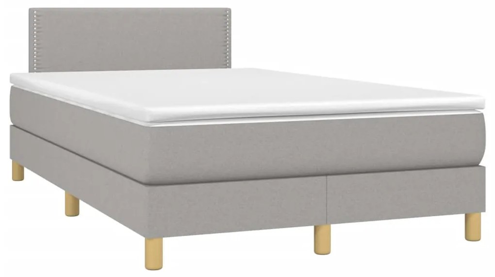 vidaXL Κρεβάτι Boxspring με Στρώμα Ανοιχτό Γκρι 120x190 εκ. Υφασμάτινο