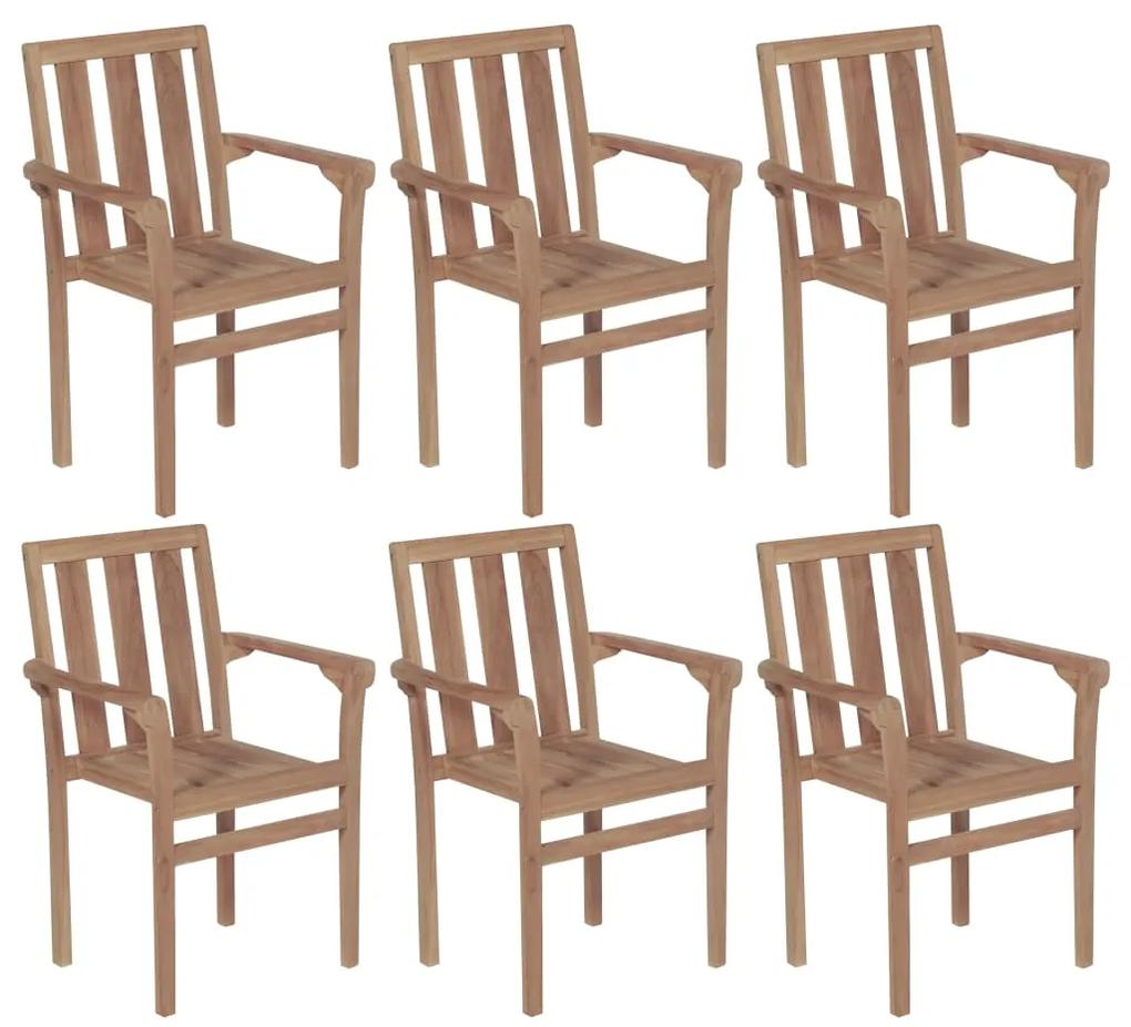 3073377 vidaXL Καρέκλες Κήπου Στοιβαζόμενες 6 τεμ. από Μασίφ Ξύλο Teak Καφέ, 1 Τεμάχιο