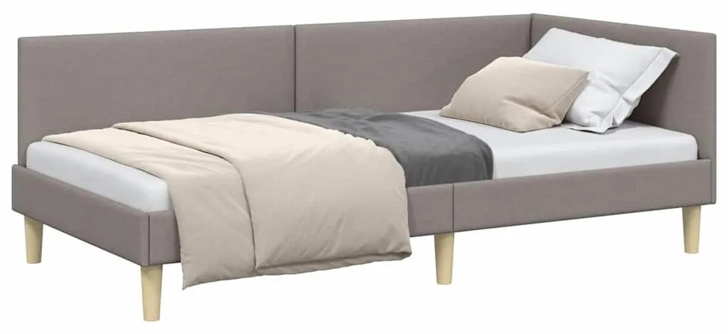 vidaXL Κρεβάτι Γωνίας Άλλο Taupe 90 x 200 cm Ύφασμα και Έργο ξύλου