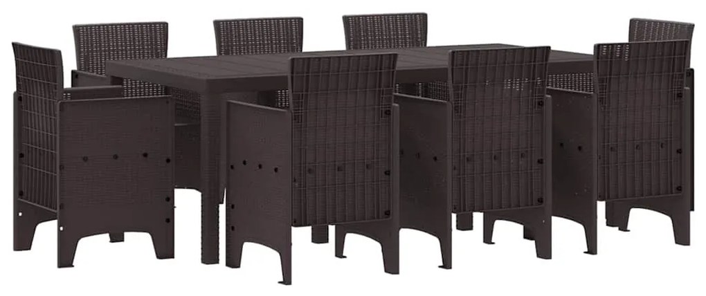 vidaXL Σέτ φαγητού για κήπο 9 pcs Καφέ Rattan Polt