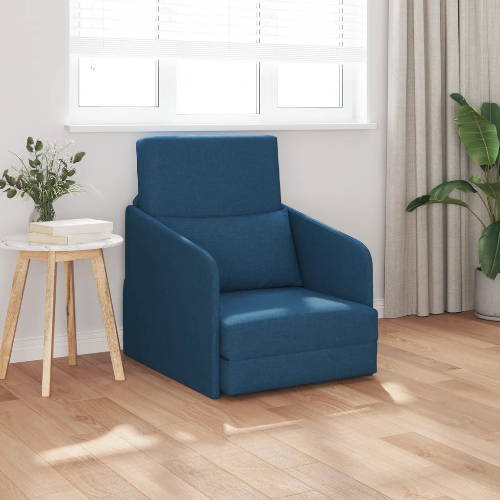 vidaXL Καναπές-κρεβάτι δαπέδου 2 σε 1 Μπλε 65x80x83 εκ. Υφασμάτινος