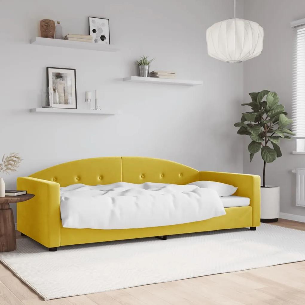 Καναπές Κρεβάτι Κίτρινος 90 x 200 εκ. Βελούδινος