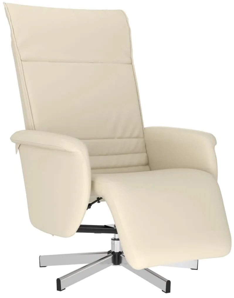 vidaXL Πολυθρόνα Ανακλινόμενη με Υποπόδιο Κρεμ από Συνθετικό Δέρμα