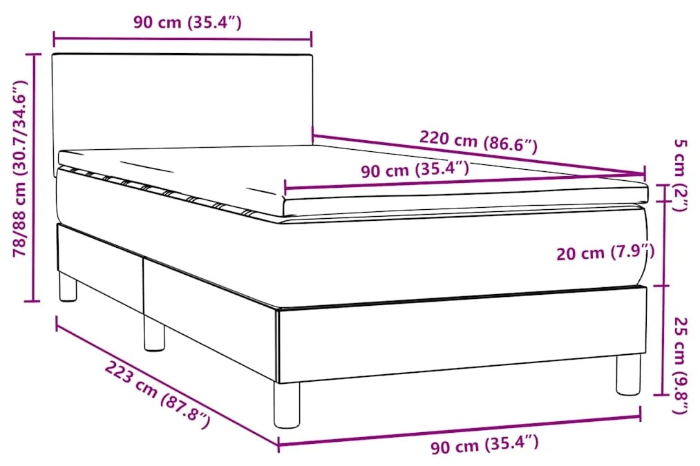 ΚΡΕΒΑΤΙ BOXSPRING ΜΕ ΣΤΡΩΜΑ ΜΑΥΡΟ 90X220 ΕΚ. ΒΕΛΟΥΔΙΝΟ 3316049