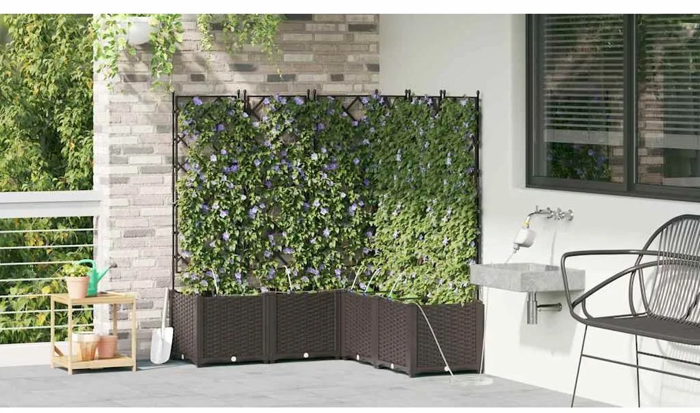vidaXL Ζαρντινιέρες κήπου Καφέ 120 x 120 x 142 cm Ατσάλι