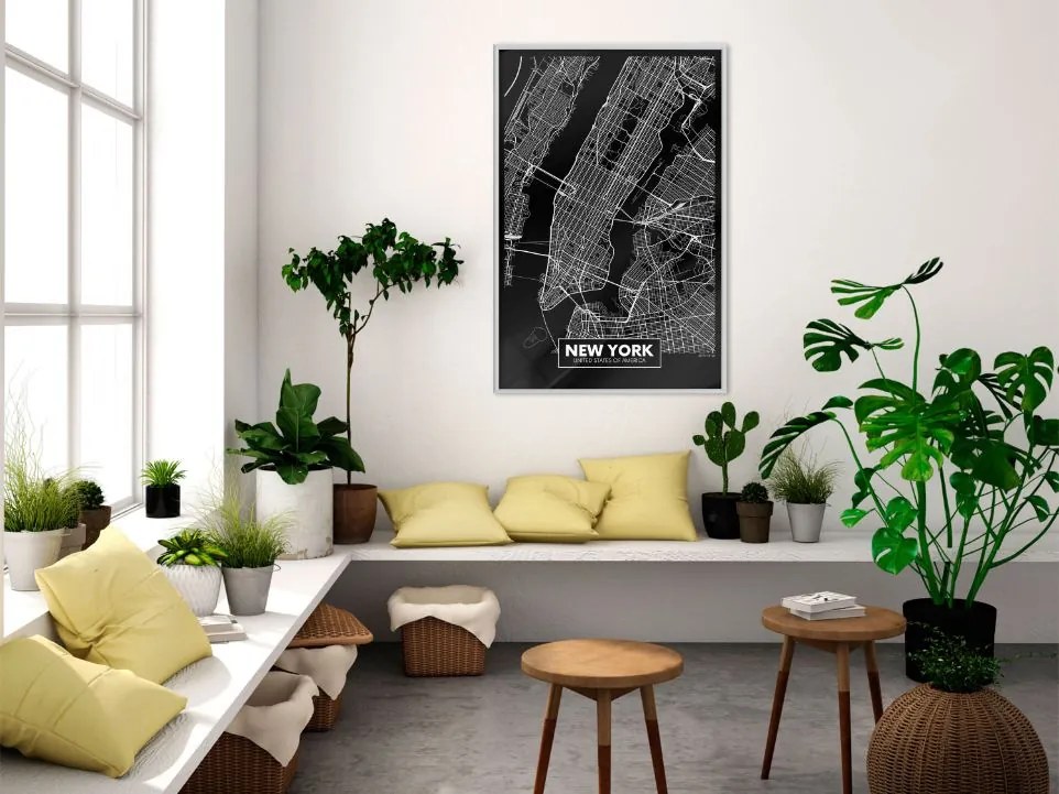 Αφίσα - City Map: New York (Dark) - 20x30 - Χρυσό - Χωρίς πασπαρτού