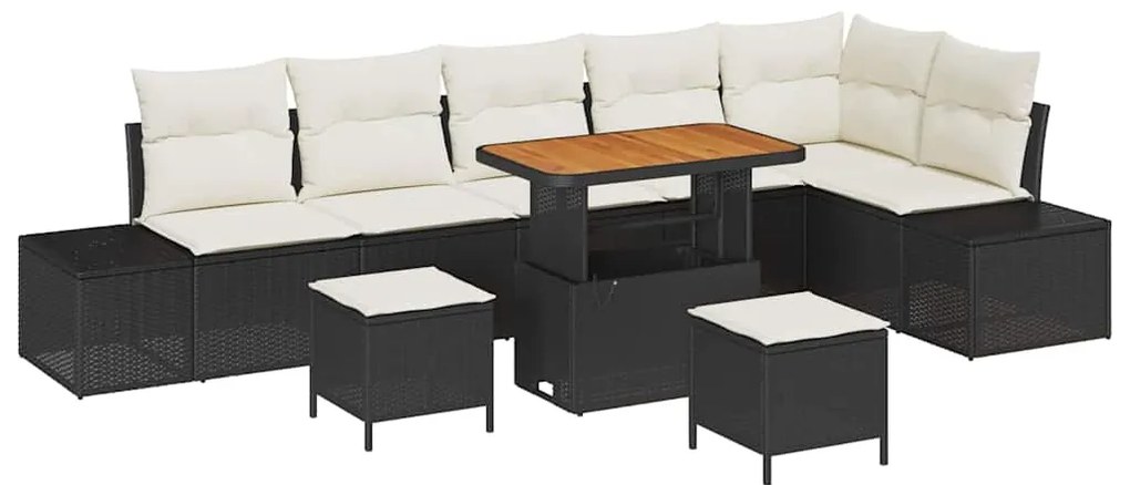 vidaXL Σετ Καναπέ Κήπου με μαξιλάρι 9 pcs Μαύρο Πολυ ράταν
