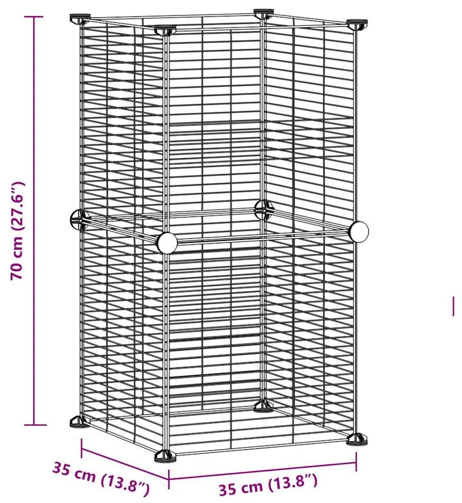 vidaXL Κλουβί για Κατοικίδια με 8 Πάνελ Μαύρο 35 x 35 εκ. Ατσάλινο