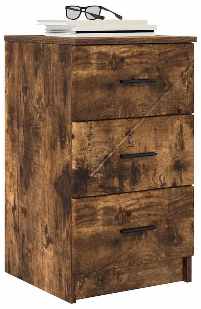 vidaXL Κομοδίνο Καπνιστή δρυς 38 x 38 x 66 εκ Επεξεργασμένο ξύλο