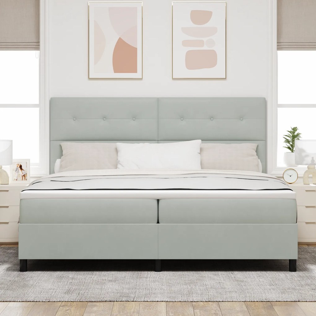 vidaXL Κρεβάτι με στρώμα Φωτεινό Γκρι 200x200 cm Βελούδο
