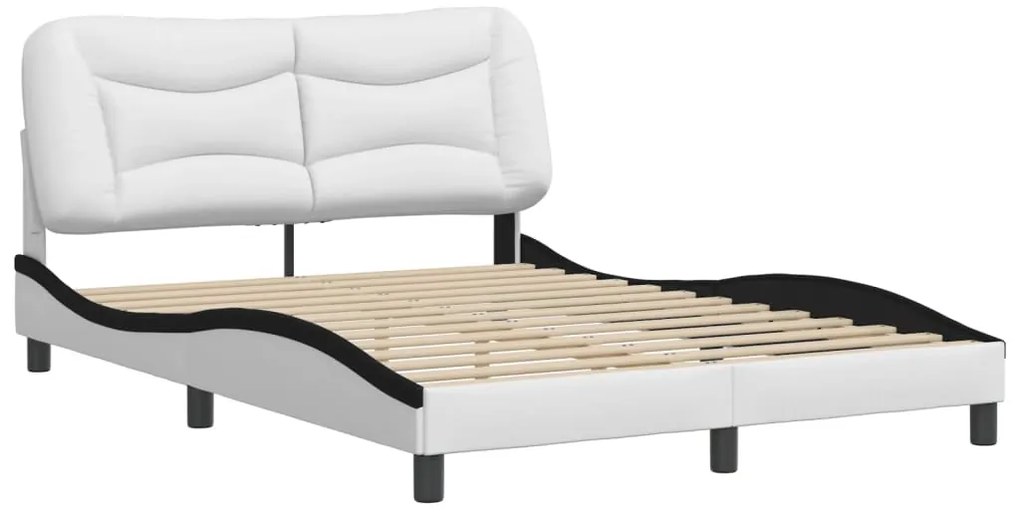 vidaXL Πλαίσιο κρεβατιού χωρίς Στρώμα Hvar Λευκό/Μαύρο 140x200εκ Συνθ. Δέρμα