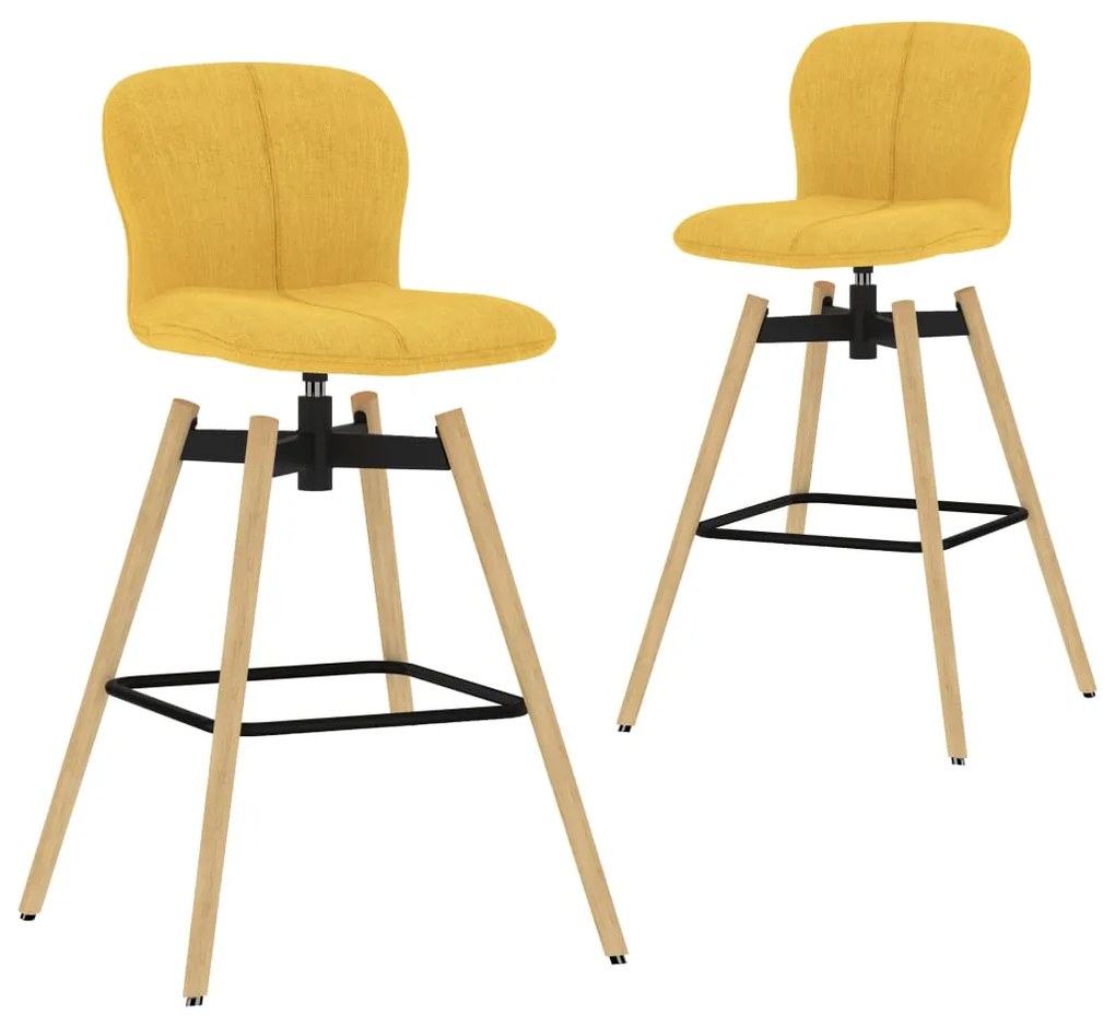 Καρέκλες Μπαρ Περιστρεφόμενες 2 τεμ Κίτρινες Υφασμάτινες