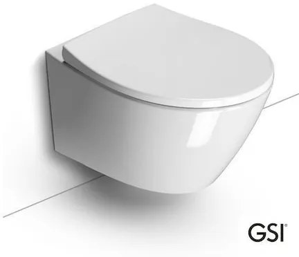 GSI Modo Swirl 981600C Πορσελάνινη Λεκάνη Κρεμαστή 52cm με κάλυμμα βακελίτη Soft Close αποσπώμενο