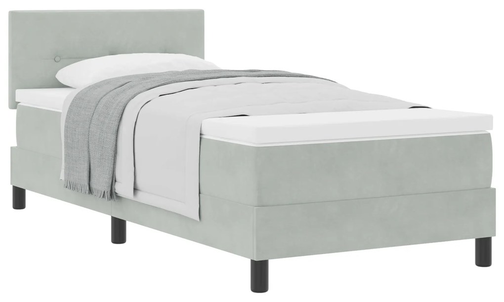 vidaXL Κρεβάτι με Στρώμα Light Grey 90x200 εκ Βελούδο