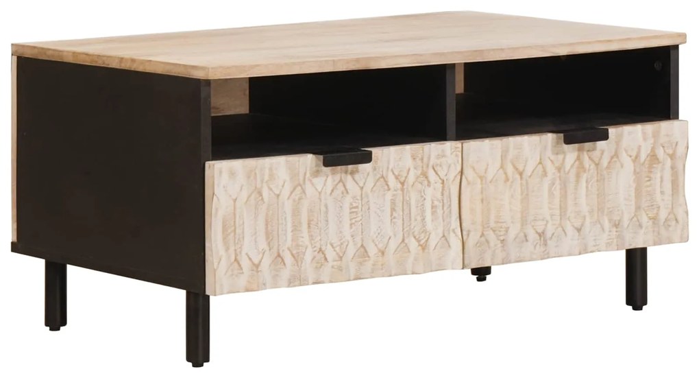 vidaXL Τραπεζάκι σαλονιού Λευκό 80 x 54 x 40 εκ Στερεό ξύλο μάνγκο