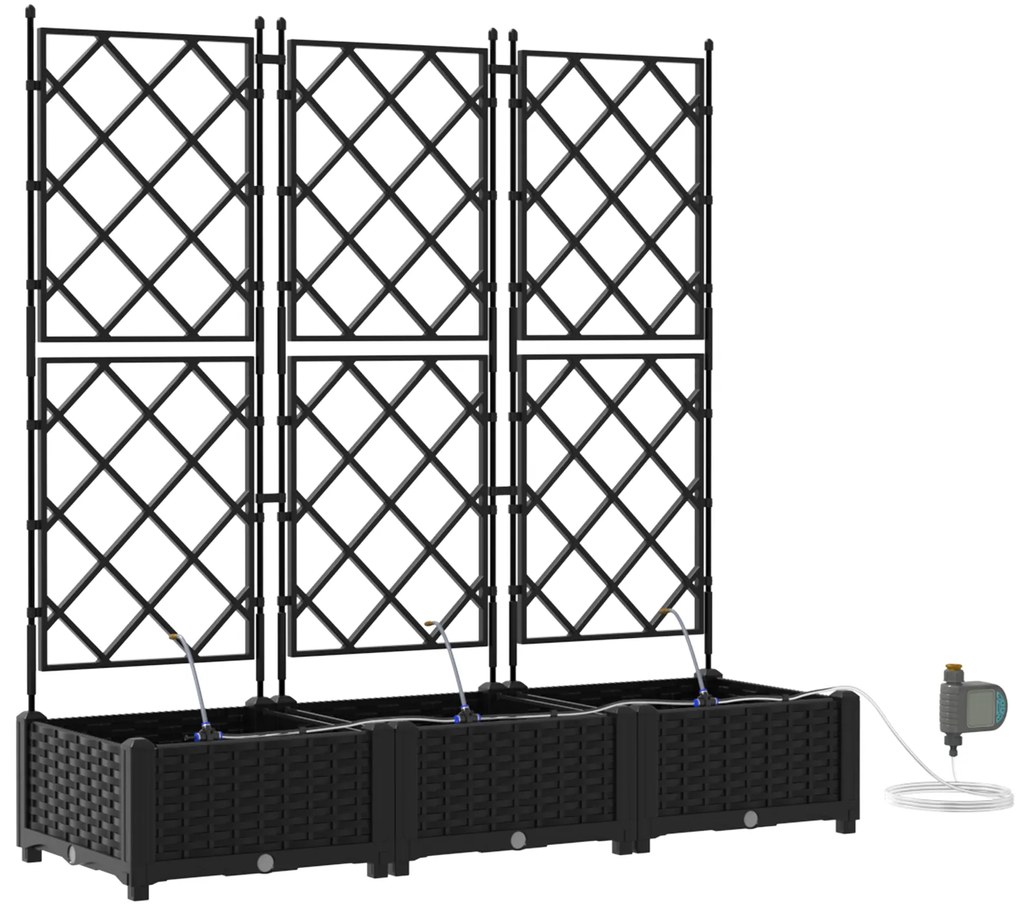 vidaXL Γλάστρες Κήπου 1 τεμ Καφασωτό Μαύρο 120 x 40 x 126 cm Πλαστικό