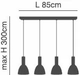 SE21-GM-4-4BL-MS2 ADEPT TUBE Gold Matt Pendant Black Metal Shade+