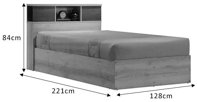 Σετ Κρεβατοκάμαρας Olympus Castillo Toro με Κρεβάτι 120x200εκ Σετ 2τεμ 128x221x84 εκ.