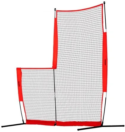 VEVOR L Screen Baseball for Batting Cage, 7x7 ft Baseball & Softball Safety Screen, Body Protector Portable Batting Screen with Carry Bag & Ground Stakes, Baseball Pitching Net for Pitchers Protection