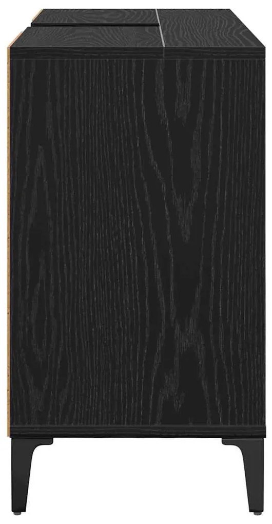 vidaXL Ντουλάπι νιπτήρα με ράφι με πόρτα Μαύρη Οξυά 80 x 33 x 60 εκ