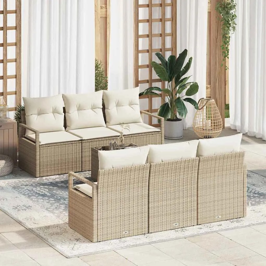 vidaXL Σετ Καναπέ Κήπου 7 pcs Μπεζ, Κρέμα 55 x 55 x 37 εκ
