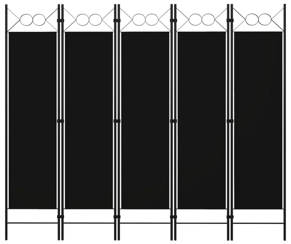 vidaXL Διαχωριστικό Δωματίου με 5 Πάνελ Μαύρο 200 x 180 εκ.