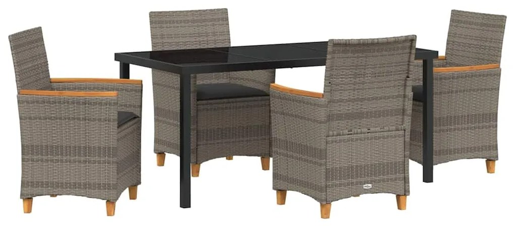 vidaXL Σέτ φαγητού για κήπο 5 pcs Γκρι συνθετικό ρατάν