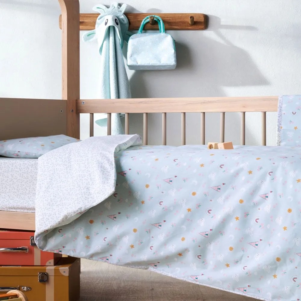 Σεντόνια Βρεφικά Kounelito (Σετ 2τμχ) Ciel-Multi Kentia Crib 60x120cm 100% Βαμβάκι