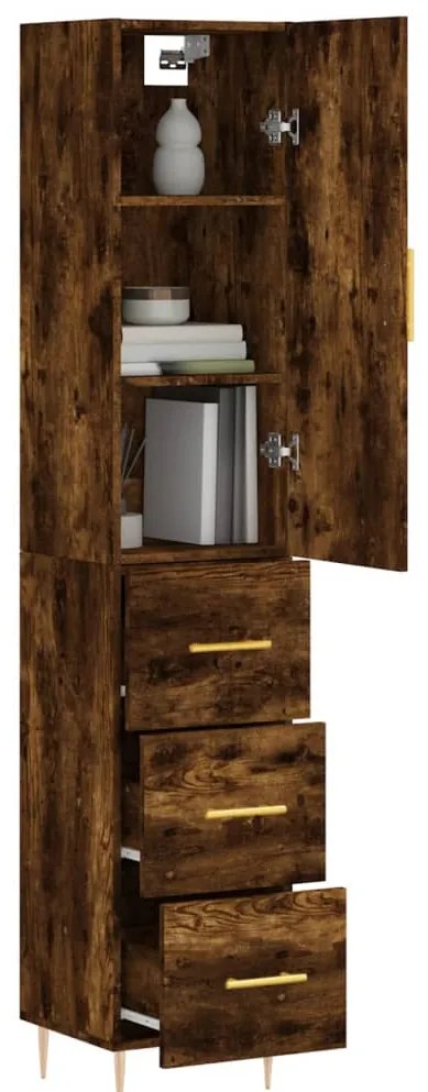 vidaXL Ντουλάπι Καπνιστή δρυς 34,5x34x180 εκ. από Επεξεργασμένο Ξύλο