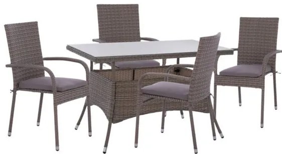 ΣΕΤ ΤΡΑΠΕΖΑΡΙΑΣ 5ΤΜΧ ΤΡΑΠ. 120X70 &amp; ΠΟΛΥΘΡΟΝΕΣ WICKER RATTAN ΓΚΡΙ HM11711.31