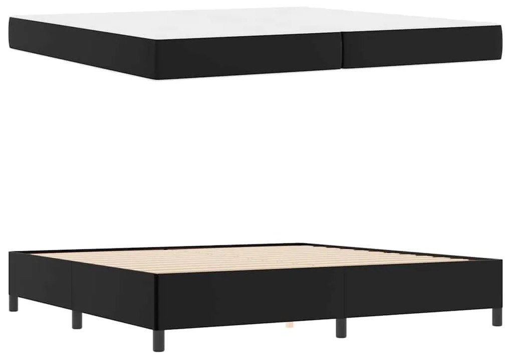 vidaXL Σκελετός κρεβατιού με στρώμα Μαύρο 200 x 200 cm Τεχνητό δέρμα