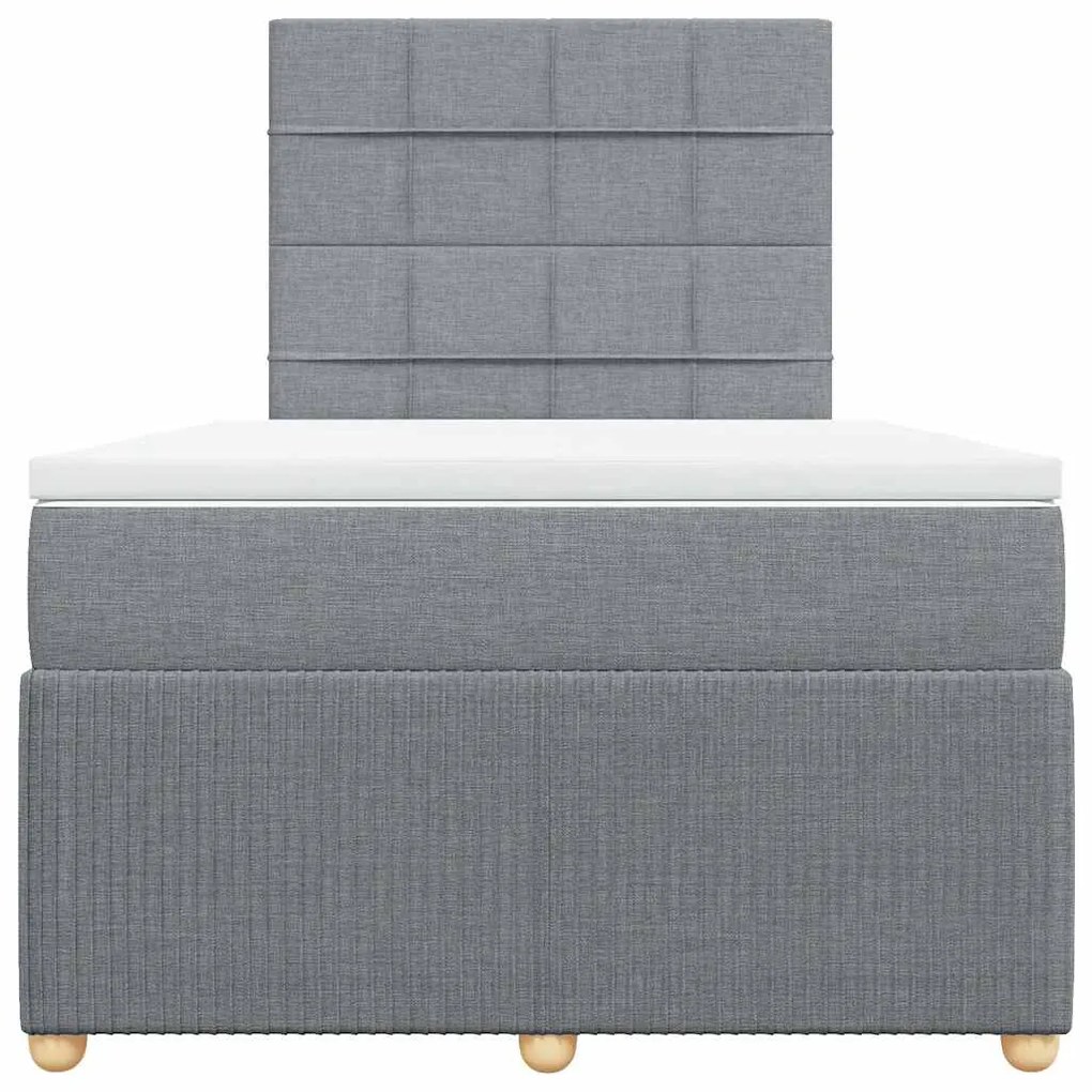 vidaXL Κρεβάτι Boxspring με Στρώμα Ανοιχτό Γκρι 120x190 εκ. Υφασμάτινο